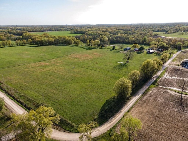 bird's eye view featuring a rural view