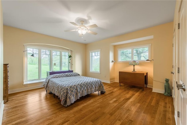 8725 Nebo Hills Rd, Liberty, MO 64068 - bedroom with baseboards, a ceiling fan, and wood finished floors