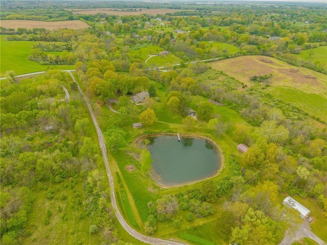 8725 Nebo Hills Rd, Liberty, MO 64068 - birds eye view of property featuring a water view