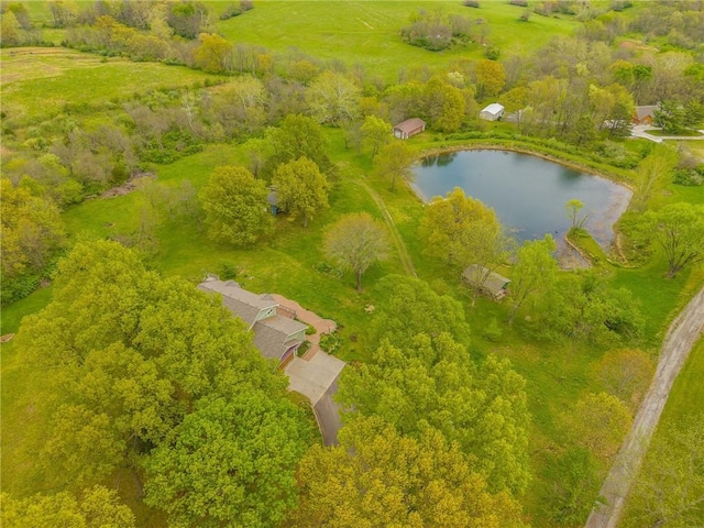 8725 Nebo Hills Rd, Liberty, MO 64068 - birds eye view of property featuring a water view