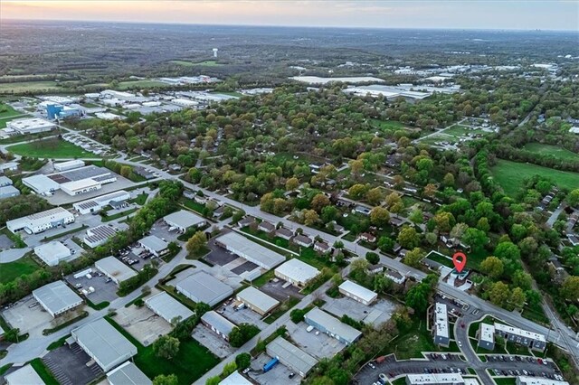 view of aerial view at dusk