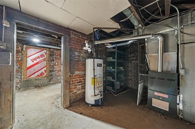 utility room with gas water heater