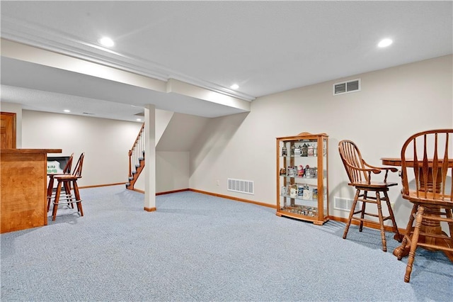 6600 W 125th Ter, Overland Park, KS 66209 - interior space with baseboards, carpet floors, stairs, and recessed lighting