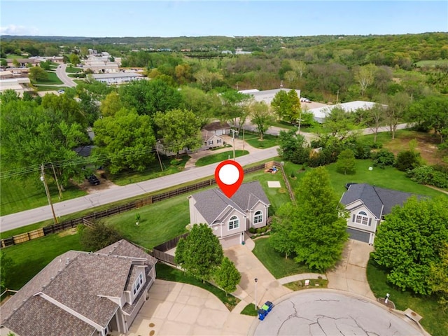 drone / aerial view with a residential view