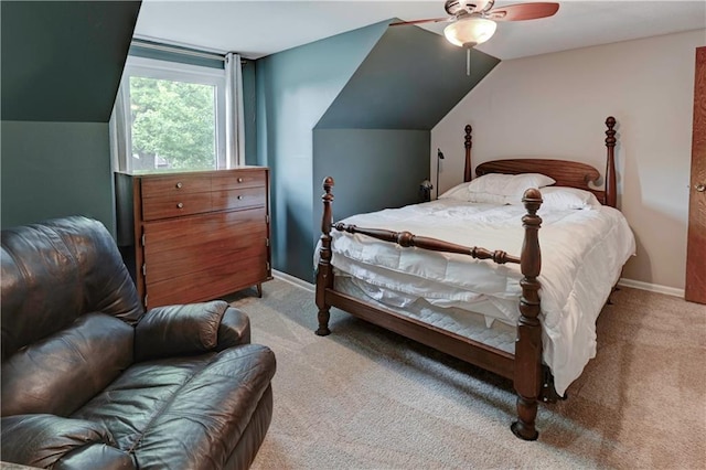 1400 SW 8th Ter, Lees Summit, MO 64081 - bedroom with carpet, lofted ceiling, baseboards, and a ceiling fan