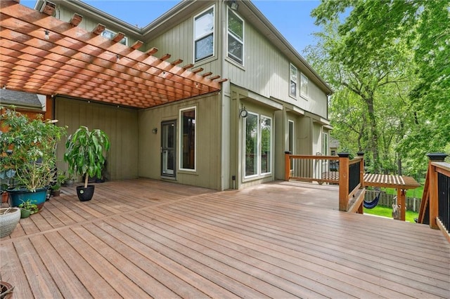 deck featuring a pergola