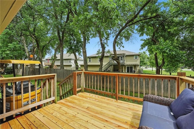3945 SW Batten Dr, Lees Summit, MO 64082 - wooden terrace featuring a fenced backyard and a residential view