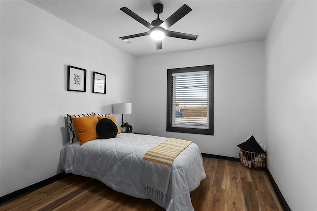 206 SW 22nd St, Blue Springs, MO 64015 - bedroom with ceiling fan, baseboards, and wood finished floors