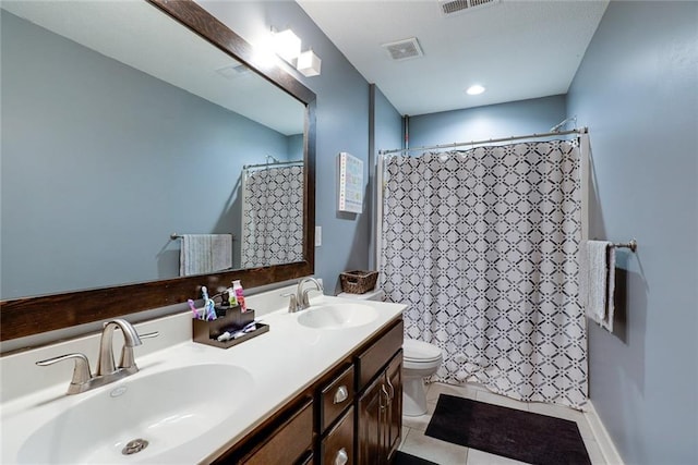1008 SW Whippoorwill Ln, Oak Grove, MO 64075 - full bathroom with double vanity, tile patterned flooring, and a shower with curtain