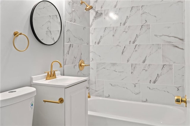 full bathroom with tub / shower combination, toilet, and vanity