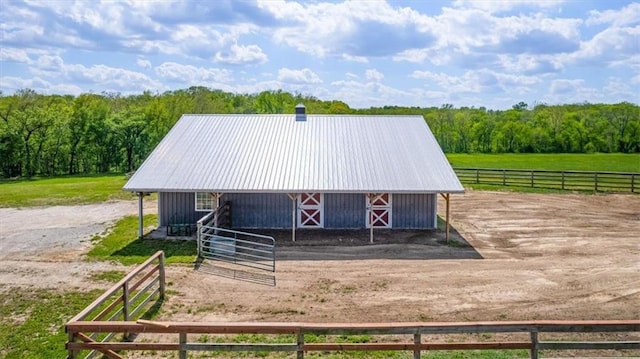 stable featuring a forest view