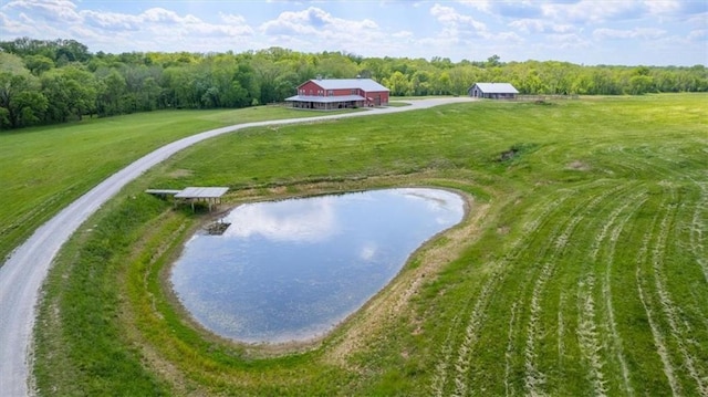 view of rural area with a large body of water