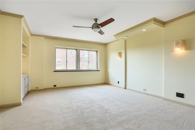 310 W 49th St Unit 705, Kansas City, MO 64112 - unfurnished room featuring visible vents, light carpet, baseboards, ceiling fan, and recessed lighting