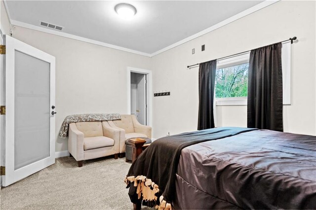 11155 Hubbard Rd, Kansas City, KS 66109 - bedroom featuring ornamental molding, light colored carpet, and baseboards