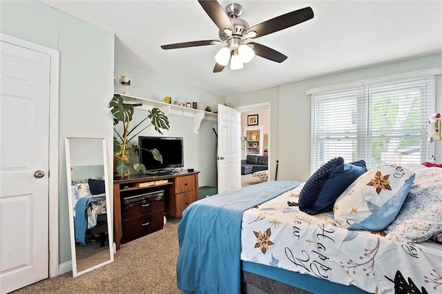 510 E Park St, Olathe, KS 66061 - bedroom featuring light carpet and ceiling fan