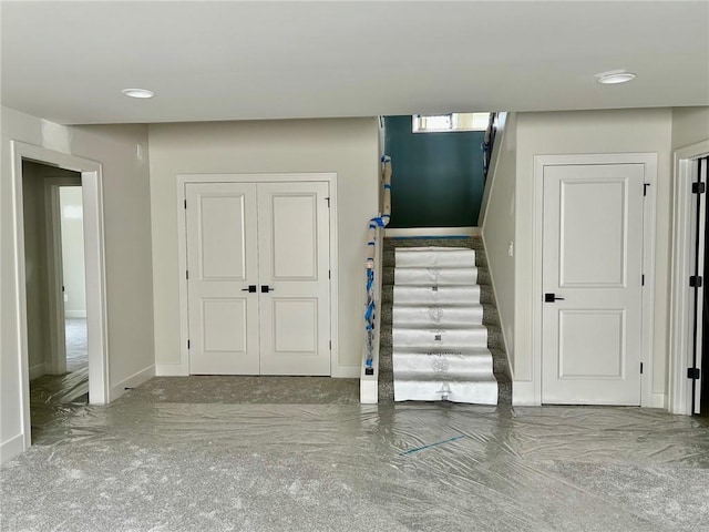 10303 W 151st Ter, Overland Park, KS 66221 - foyer with stairway, carpet, and recessed lighting