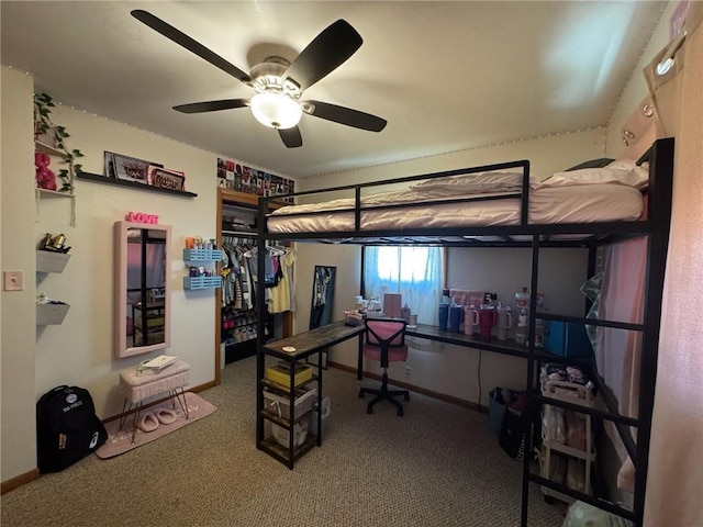 166 Crescent Dr, Chillicothe, MO 64601 - bedroom featuring carpet floors, a ceiling fan, and baseboards