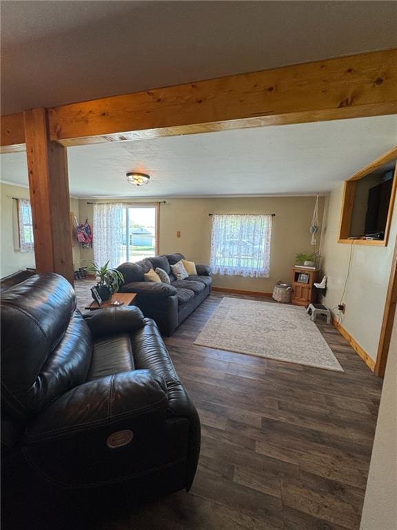 166 Crescent Dr, Chillicothe, MO 64601 - living area with dark wood-type flooring and baseboards