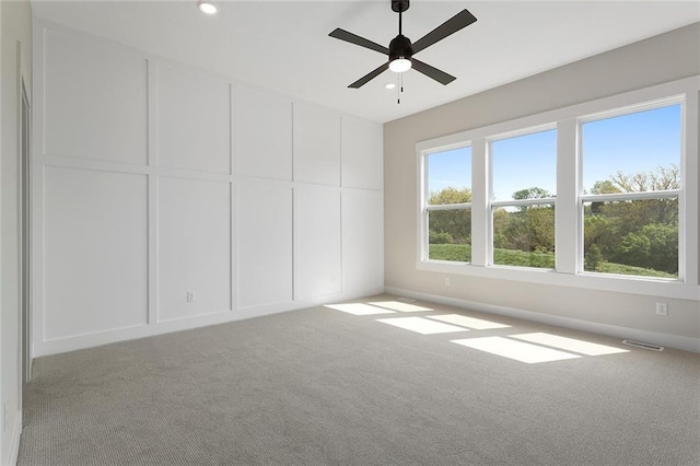 unfurnished bedroom with recessed lighting, carpet floors, and baseboards