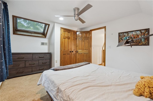 4710 Monrovia St, Shawnee, KS 66216 - bedroom with a skylight, carpet floors, and ceiling fan