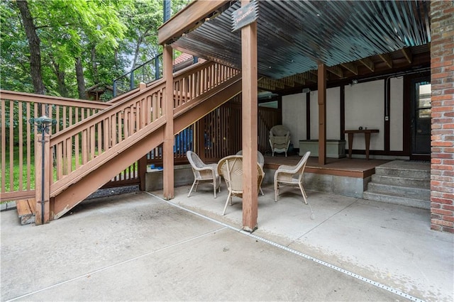 4710 Monrovia St, Shawnee, KS 66216 - view of patio / terrace featuring stairway and a wooden deck