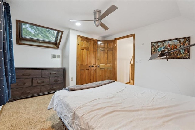 4710 Monrovia St, Shawnee, KS 66216 - bedroom featuring a skylight, carpet flooring, and ceiling fan