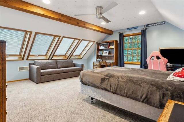 4710 Monrovia St, Shawnee, KS 66216 - carpeted bedroom with a skylight, recessed lighting, and ceiling fan
