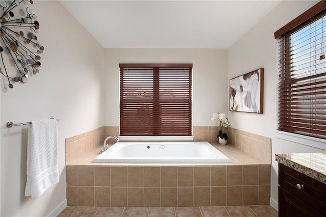 4581 Madison Ave, Kansas City, MO 64111 - bathroom featuring a bath, tile patterned floors, and vanity