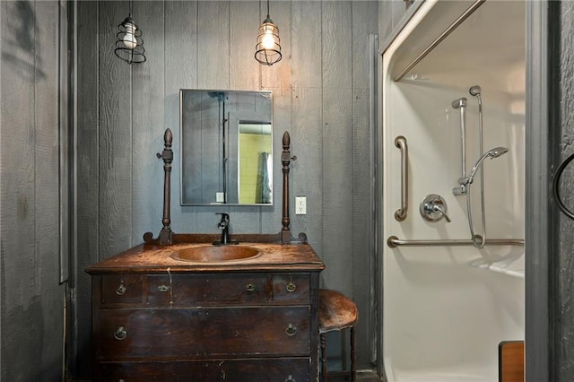 4353 NW State Route Ff, Adrian, MO 64720 - bathroom with vanity and a stall shower