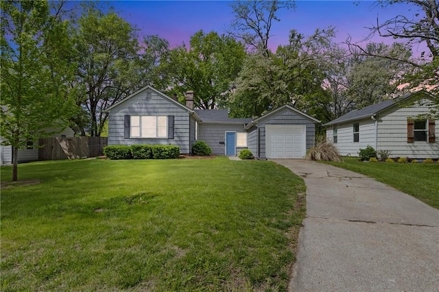 2014 W 74th St, Prairie Village, KS 66208 - ranch-style home with driveway, a chimney, and an attached garage