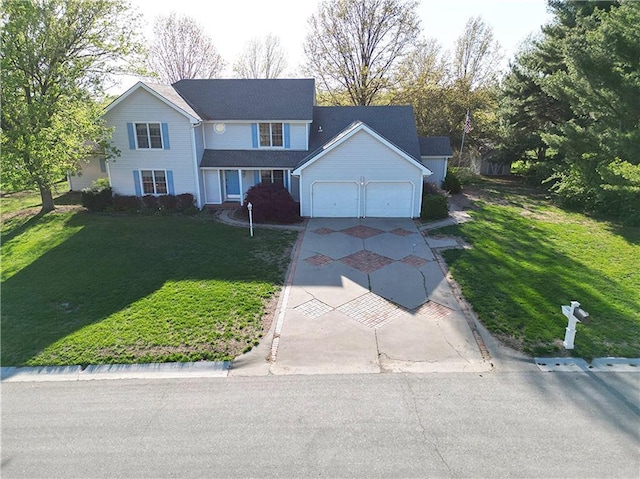 1502 Hillcrest Ct, Atchison, KS 66002 - traditional-style home with concrete driveway, an attached garage, and a front yard