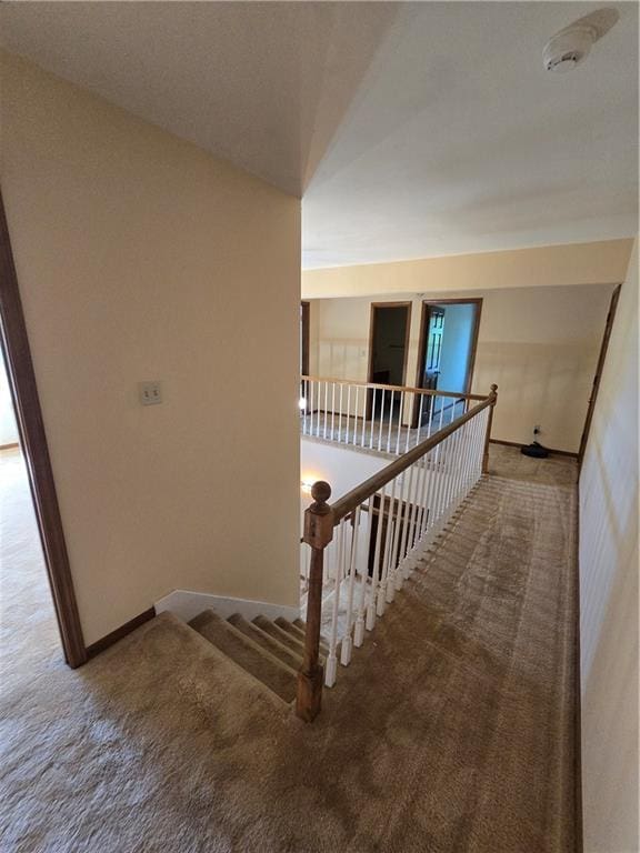 1502 Hillcrest Ct, Atchison, KS 66002 - stairway with carpet flooring and baseboards