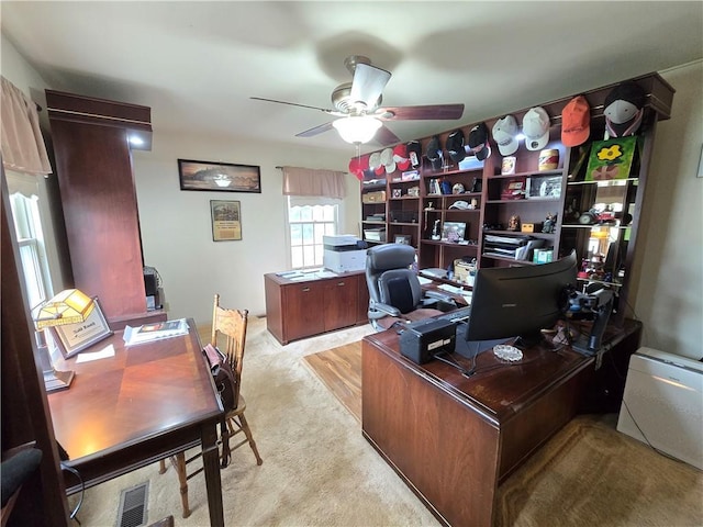 1502 Hillcrest Ct, Atchison, KS 66002 - office area with ceiling fan and carpet