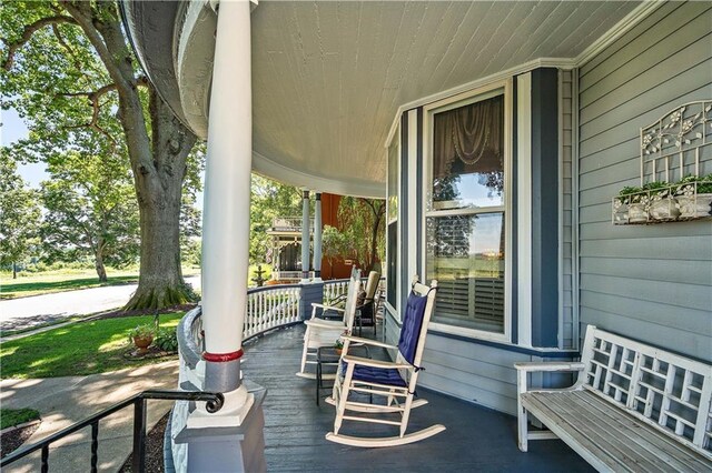 wooden deck with covered porch