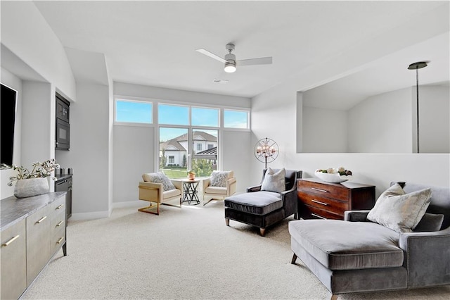 25260 W 104th Pl, Olathe, KS 66061 - living area with carpet flooring, ceiling fan, and baseboards