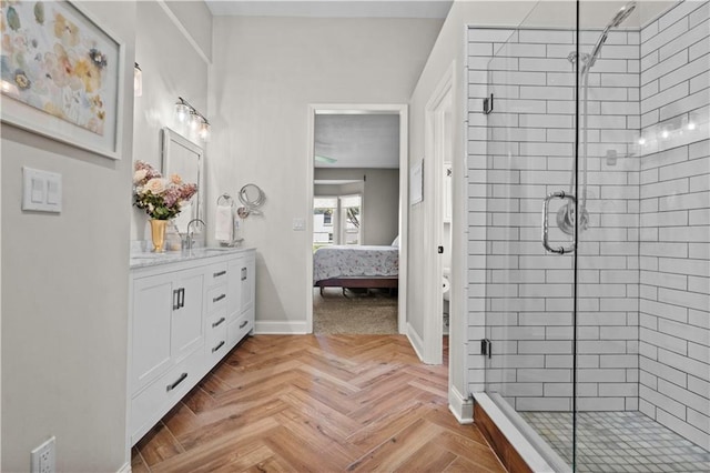 5510 W 153rd Ter, Overland Park, KS 66223 - ensuite bathroom with a shower stall, vanity, toilet, and baseboards