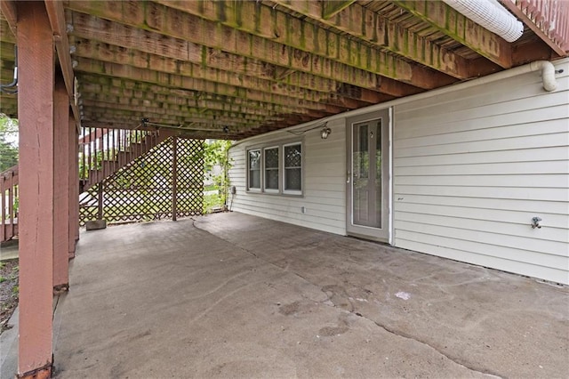 view of patio / terrace with stairway
