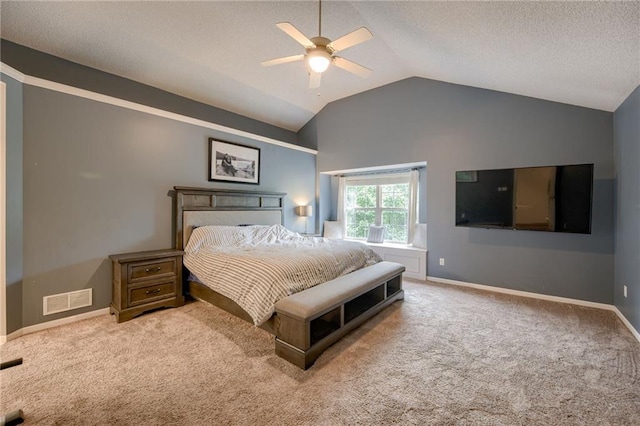 18716 W 164th Ter, Olathe, KS 66062 - carpeted bedroom featuring lofted ceiling, baseboards, a ceiling fan, and a textured ceiling