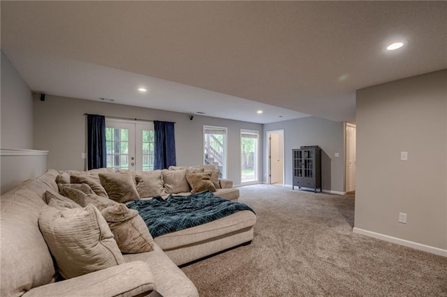 18716 W 164th Ter, Olathe, KS 66062 - carpeted living room with recessed lighting and baseboards