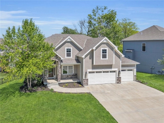 12765 N Imperial Dr, Platte City, MO 64079 - craftsman-style house with stone siding, concrete driveway, and stucco siding