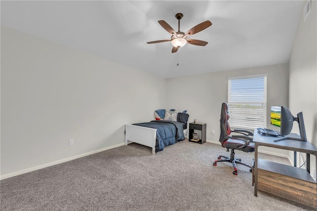 12765 N Imperial Dr, Platte City, MO 64079 - bedroom with an office area, carpet, baseboards, and ceiling fan