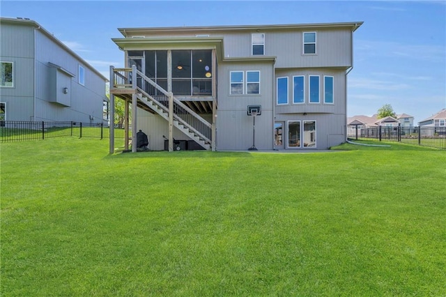 12765 N Imperial Dr, Platte City, MO 64079 - rear view of house featuring a sunroom and stairway