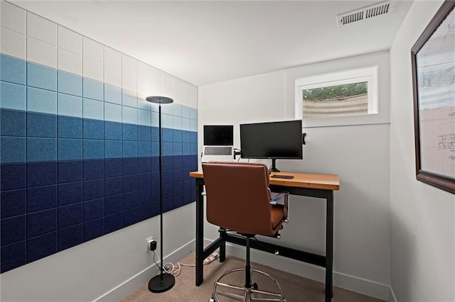 9818 Overbrook Ct, Leawood, KS 66206 - office area with baseboards, carpet, and visible vents