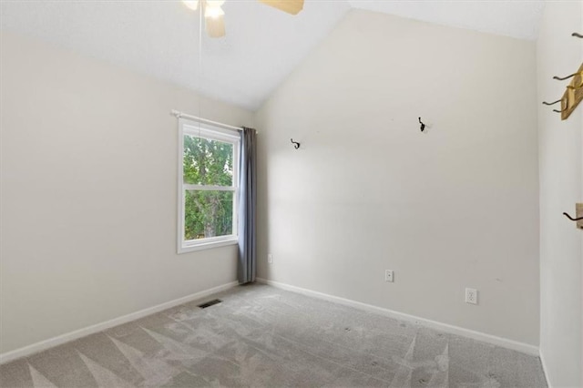 14175 W 149th Ter, Olathe, KS 66062 - carpeted empty room featuring vaulted ceiling, ceiling fan, and baseboards