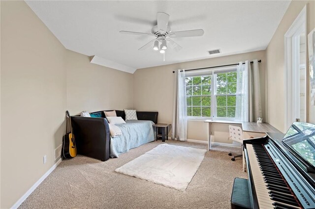 bedroom with visible vents, carpet, and baseboards