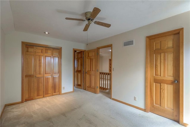 12341 Beverly St, Leawood, KS 66209 - unfurnished bedroom featuring baseboards, carpet floors, a closet, recessed lighting, and ceiling fan