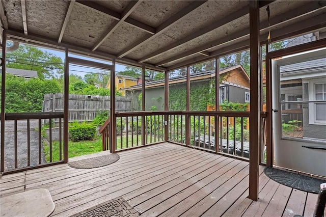 view of unfurnished sunroom