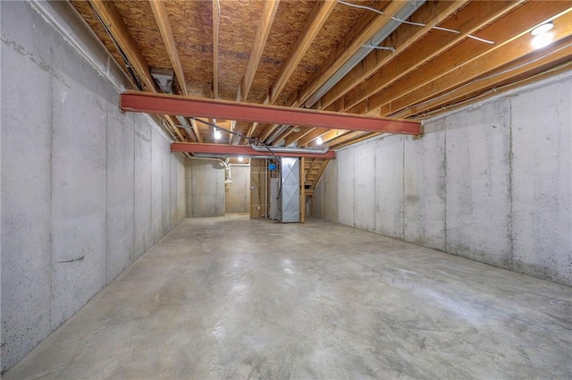 view of unfinished basement