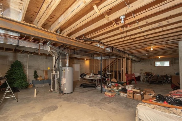 below grade area featuring gas water heater