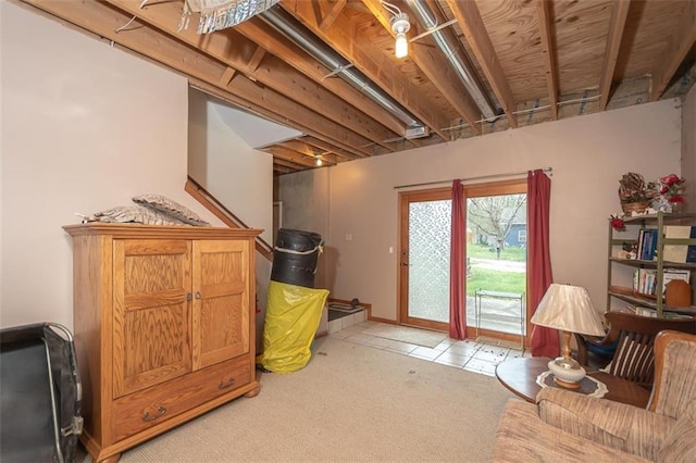 interior space featuring carpet